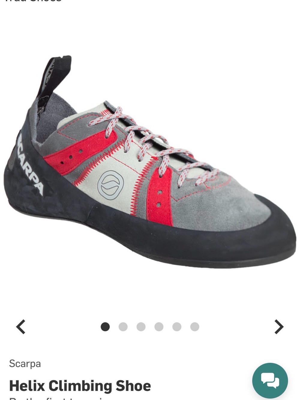 Scarpa Helix Gray & Red Men's Lace-Up Climbing Shoe